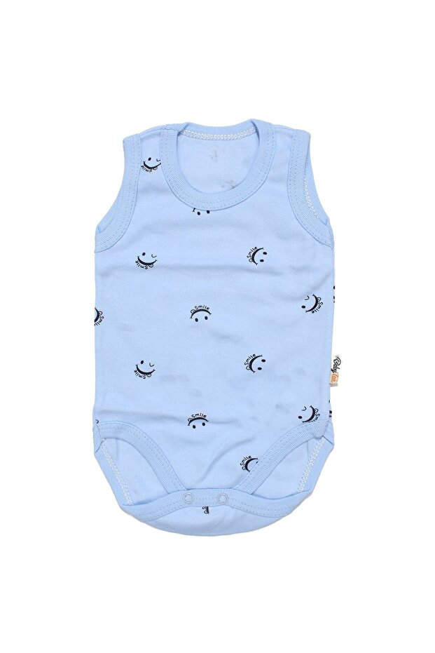 Unisex Blue Smile Printed Suspender Bodysuit