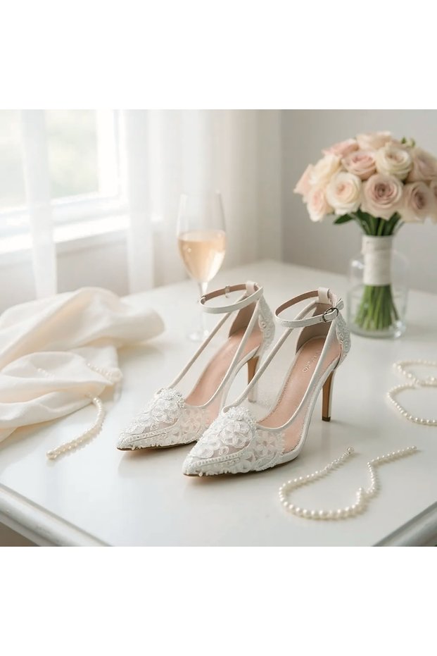 White Lace Bridal Shoes, White Lace Evening Dress Shoes, Evening Dress Shoes, Bridal Shoes