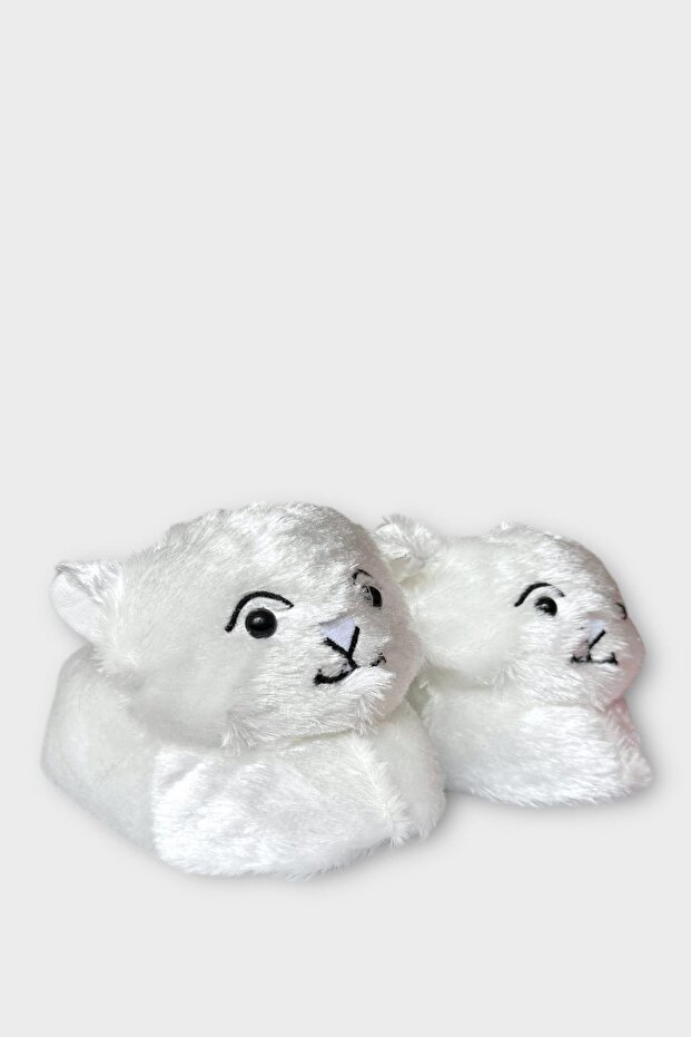 Women's Cute Cat Figured Plush Slippers Gray