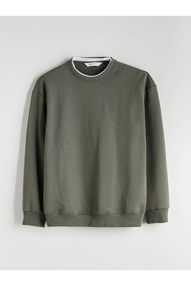 Bisiklet Yaka Uzun Kollu Erkek Kalın Sweatshirt (W5) - 1