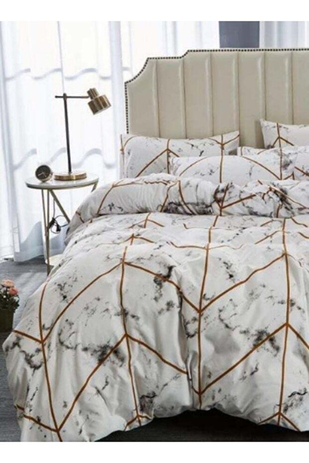 Single size 4 piece without filler bedding set with marble design