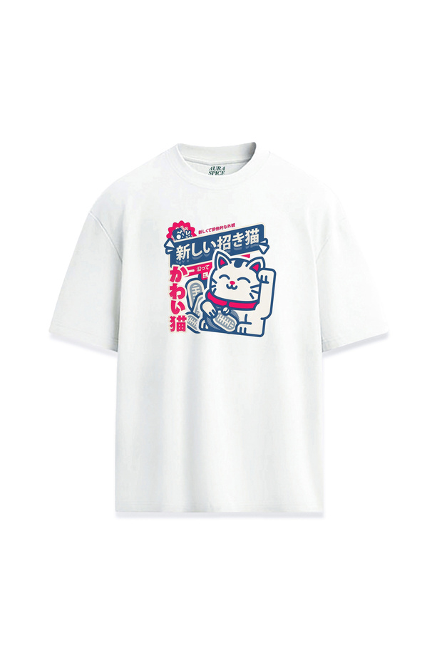 Lucky Cat Japanese Lucky Cat Maneki Neko Printed Unisex T-Shirt