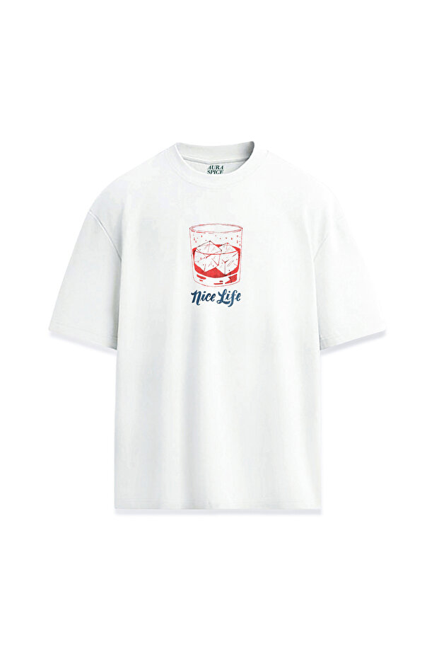 Nice Life Whiskey Drink Iced Beverage Printed Design Unisex T-Shirt