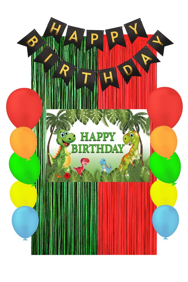 Dinosaur Dinosaur Birthday Curtain & Happy Birthday Banner Party Supplies Decorations 50X70