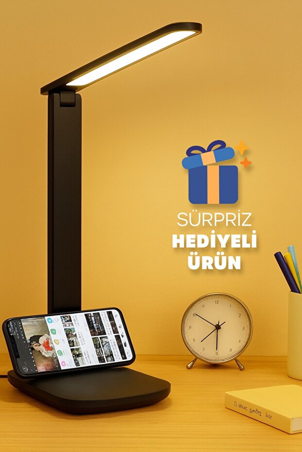Şarjlı Dokunmatik Masa Lambası 3 MOD 9W Kitap Okuma Ders Çalışma Işığı Lambası 7032 Siyah - 1
