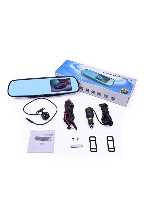 1080P 4.3-inch Rearview Mirror Dual Lens DVR Car Black Box