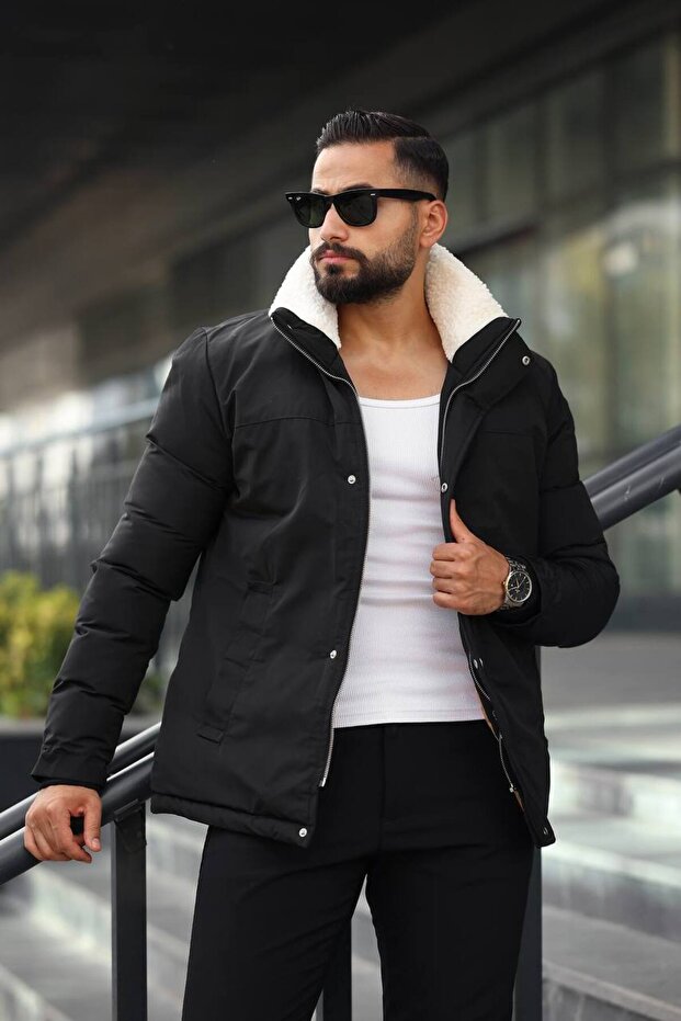 New season waterproof and cold resistant fur detailed winter men's jacket coat