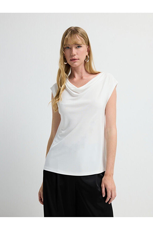 Degaje Yaka Örme Bluz - 1