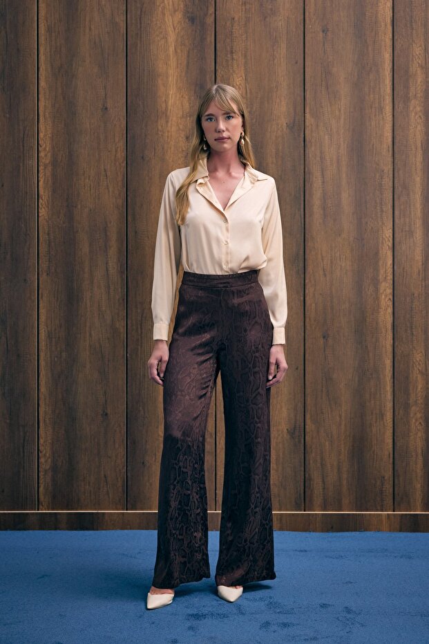 Snake Patterned Trousers - Brown - 4
