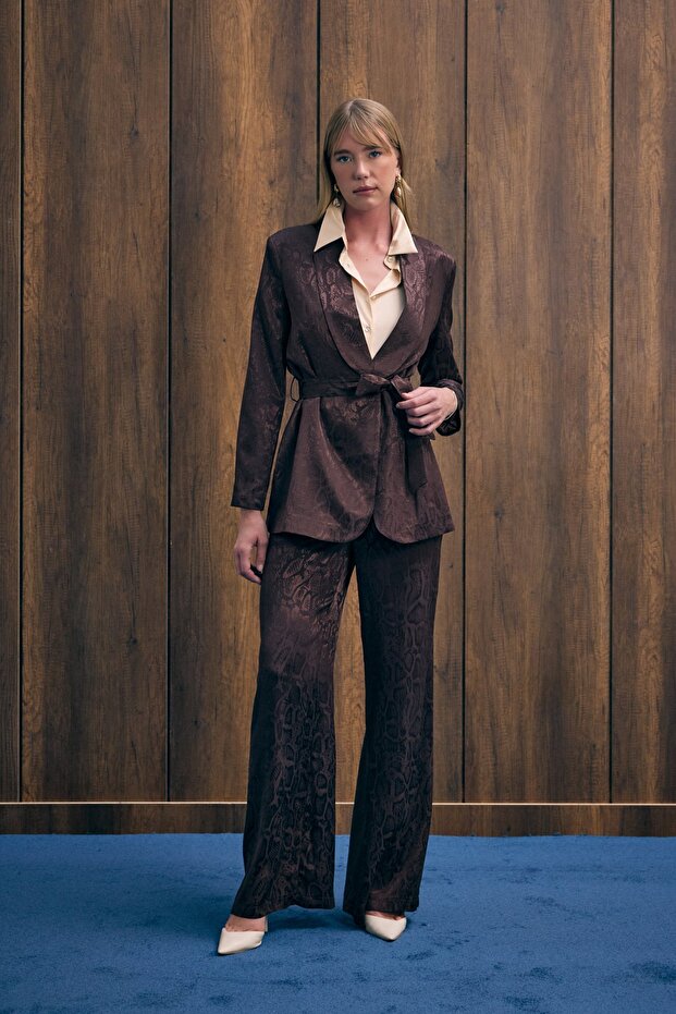 Snake Patterned Trousers - Brown - 2