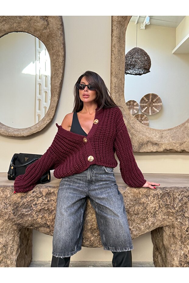 Thessaloniki Knitted Long Sleeve Oversize Knitwear Cardigan