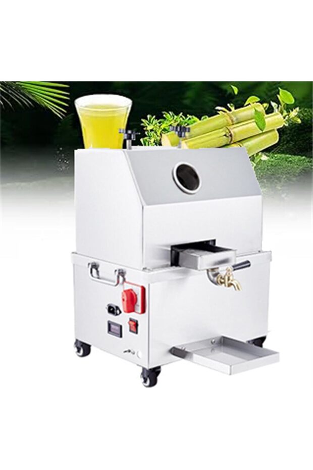Lnlscle Desktop Sugarcane Juicer, Commercial Sugar Cane Press Machine, Stainless Steel Electric Suga