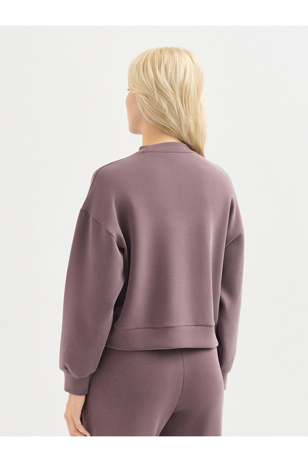 Kadın Regular Fıt Sweatshırt-Mor - 3