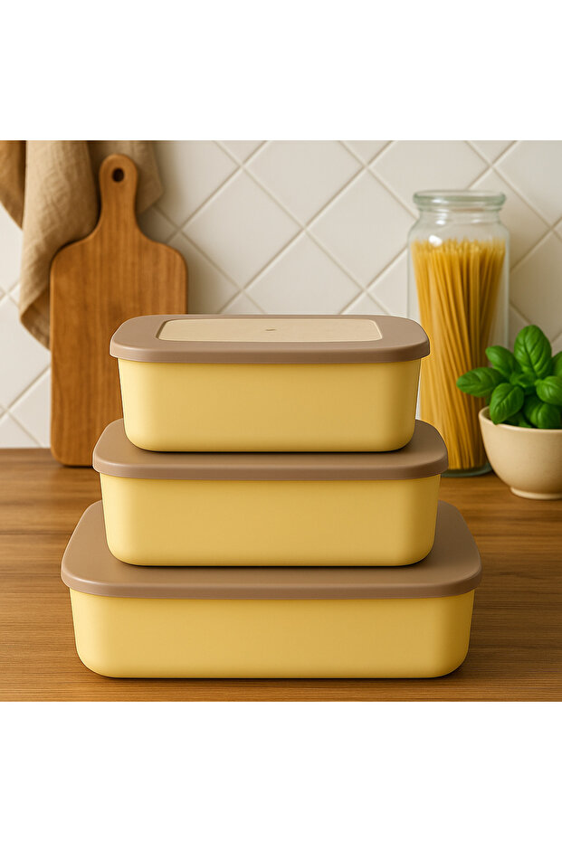 Set of 3 Rectangular Storage Containers with Lids - 1