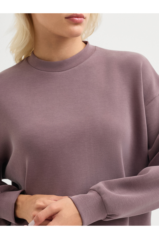 Kadın Regular Fıt Sweatshırt-Mor - 5