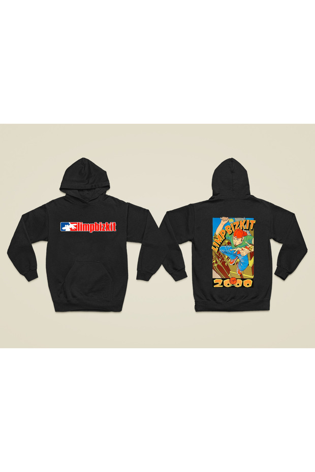 Limp Bizkit Printed Cotton Long Sleeve Ribbed 3 Thread Hooded Rock Sweatshirt