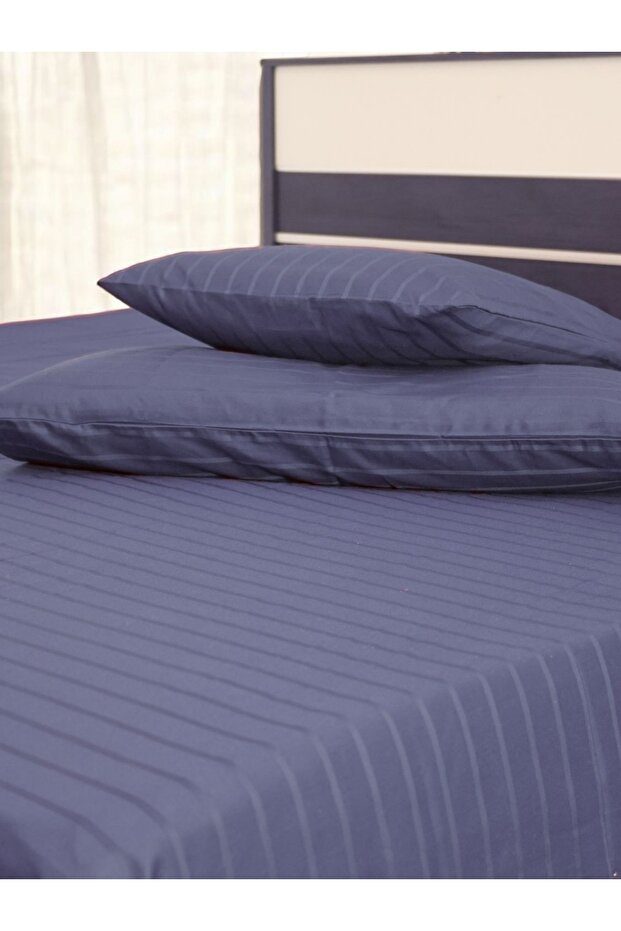 Hotel Linen King Bed Sheet 3pcs Set, 100% Cotton 250Tc Sateen 2cm Stripe.