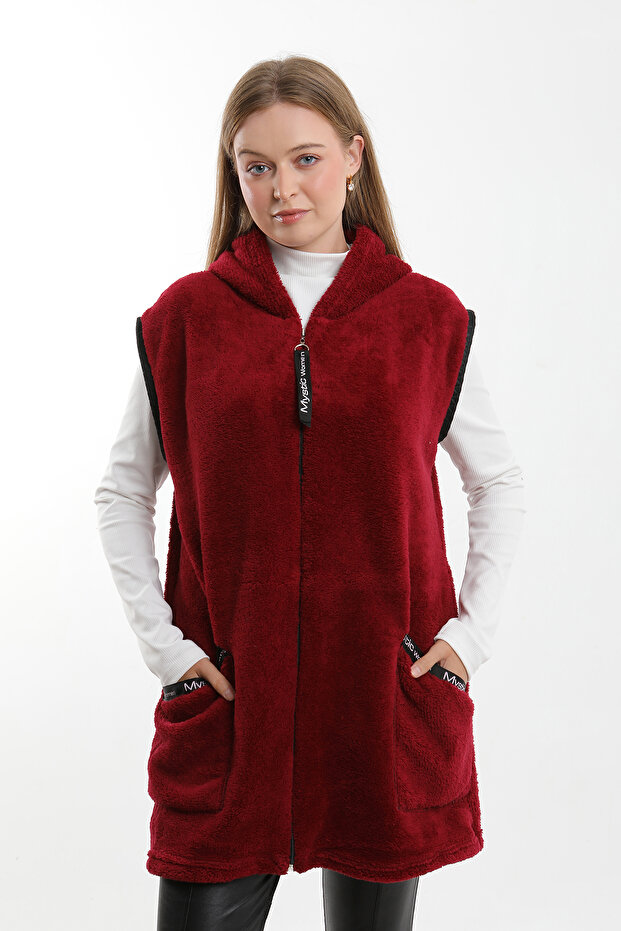 Welsoft Plush Vest with Hood and Zipper, Wide Size Range - 1