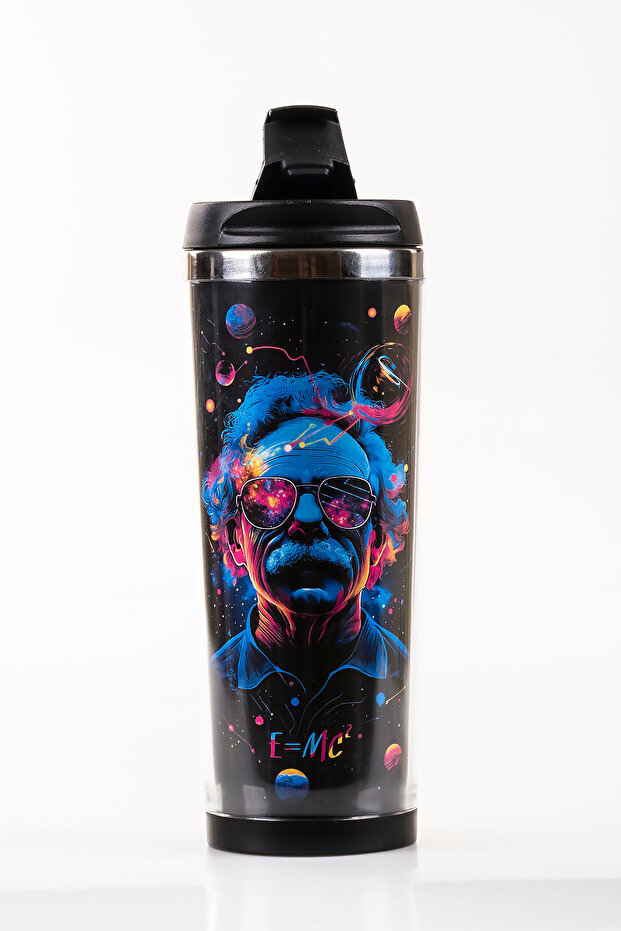 Albert Einstein 360 ml Steel Thermos Mug with Cartoon Design, Car & Bag Compatible, Hot and Cold Drink