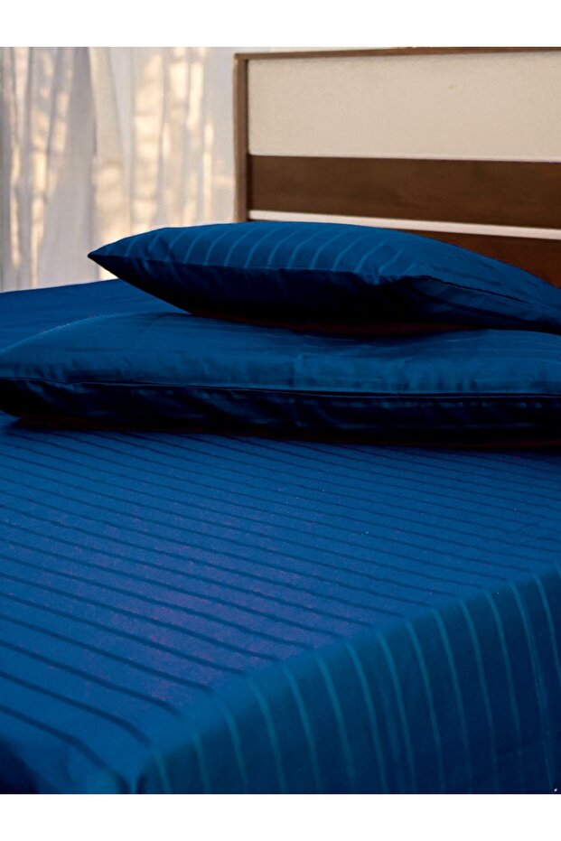 Hotel Linen King Bed Sheet 3pcs Set, 100% Cotton 250Tc Sateen 2cm Stripe.