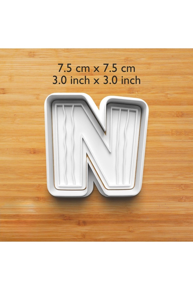 Striped Patterned Letter N Cookie and Fondant Mold