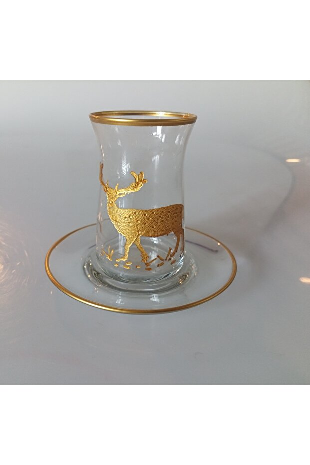 Vera Boyalı Geyik Gravürlü 6 Kişilik Çay Seti - 1