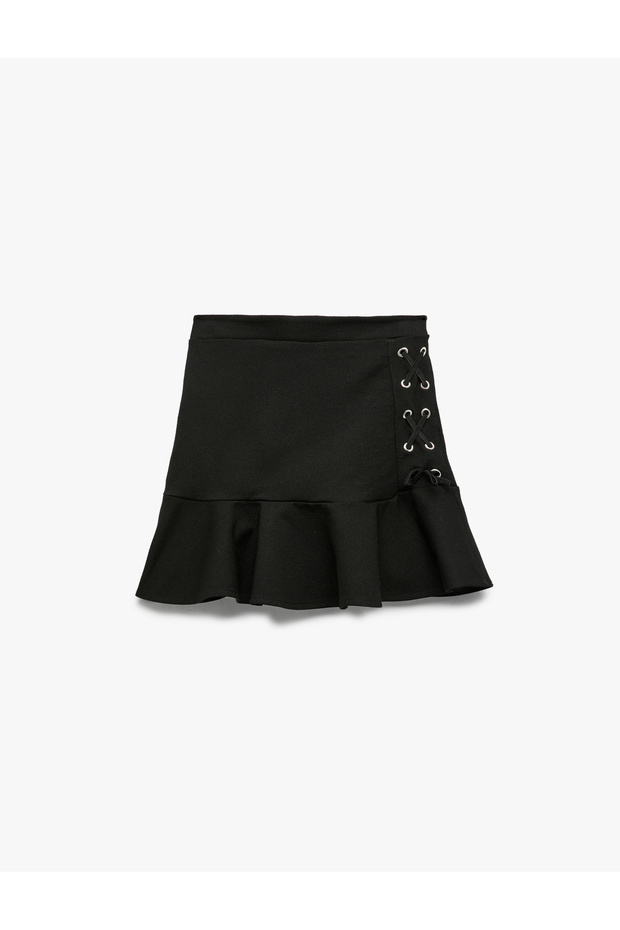 Viscose Blend Flared Skirt with Tie Detail