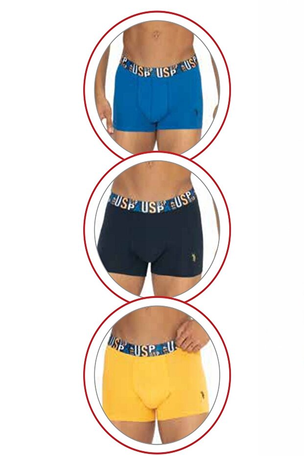 Men'S, Uspa, Licensed, Cobalt Blue - Yellow - Navy Blue 3-Pack Boxer Briefs
