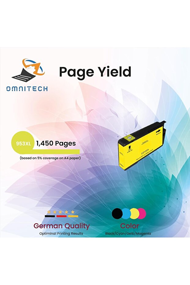 953XL Yellow Ink Cartridge - Compatible with Ink HP OfficeJet Pro 7720, 7730, 7740, 8210, 8720, 8730