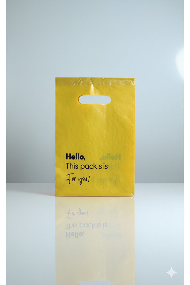 Hello-Sarı Baskılı Poşet 1 KG = 105 ADET (20x30 Gold-Sarı) - 1