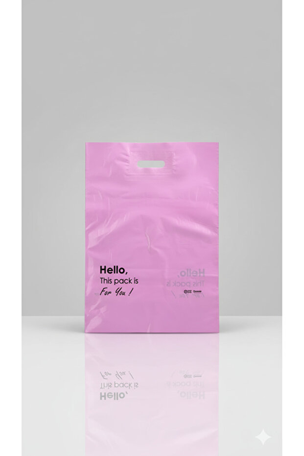 Hello-Pembe Baskılı Poşet 1kg ( 40x55 Pembe ) - 1