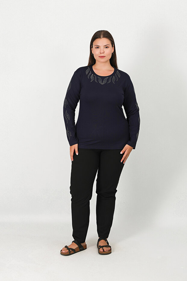 بلوزة من القطن الممشط بطبعة حجرية - 2