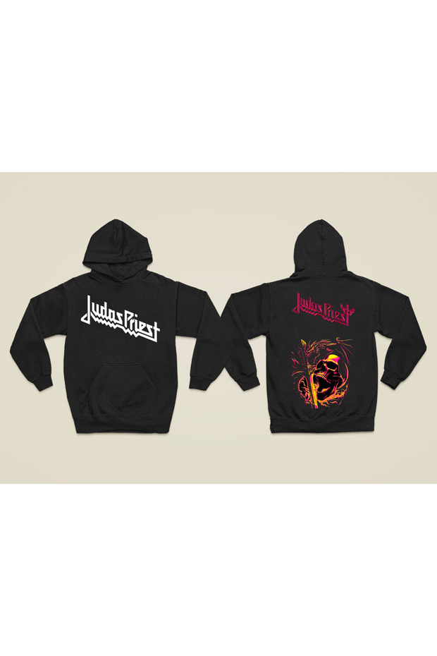 Judas Priest Printed Cotton Long Sleeve Ribbed 3 Thread Hooded Rock Sweatshirt