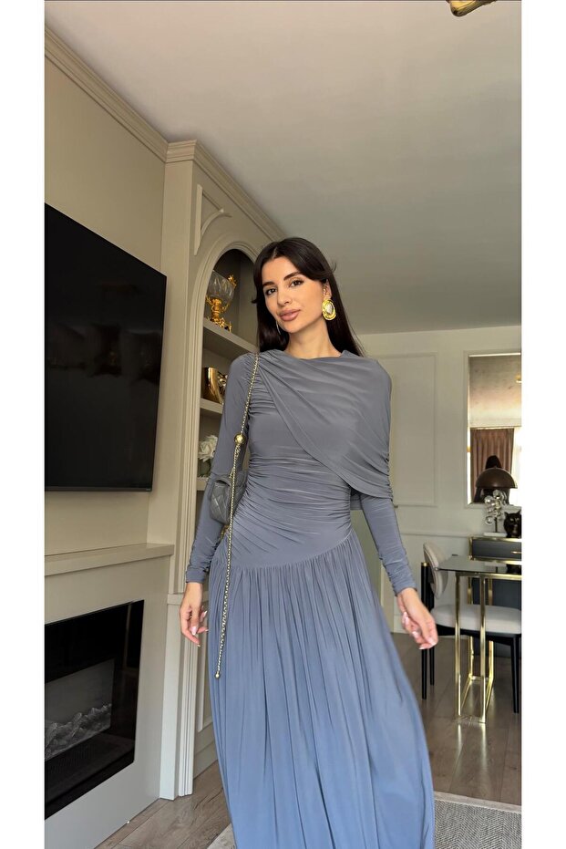 Drapeli Draped Gray Dress