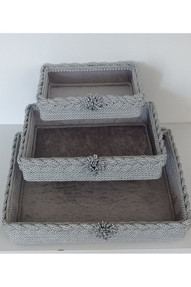 Knitted 3-Piece Basket Set Organizer Gift Basket Dowry Basket