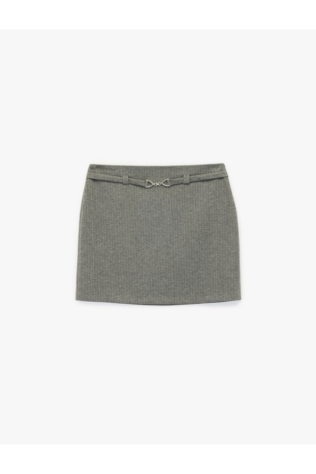 Mini Skirt with Belt Detail and Metal Accessories