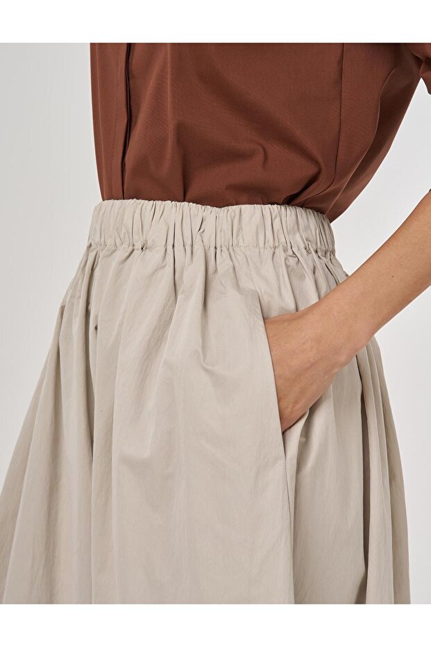 Cep Detaylı Çan Etek Bej - 6