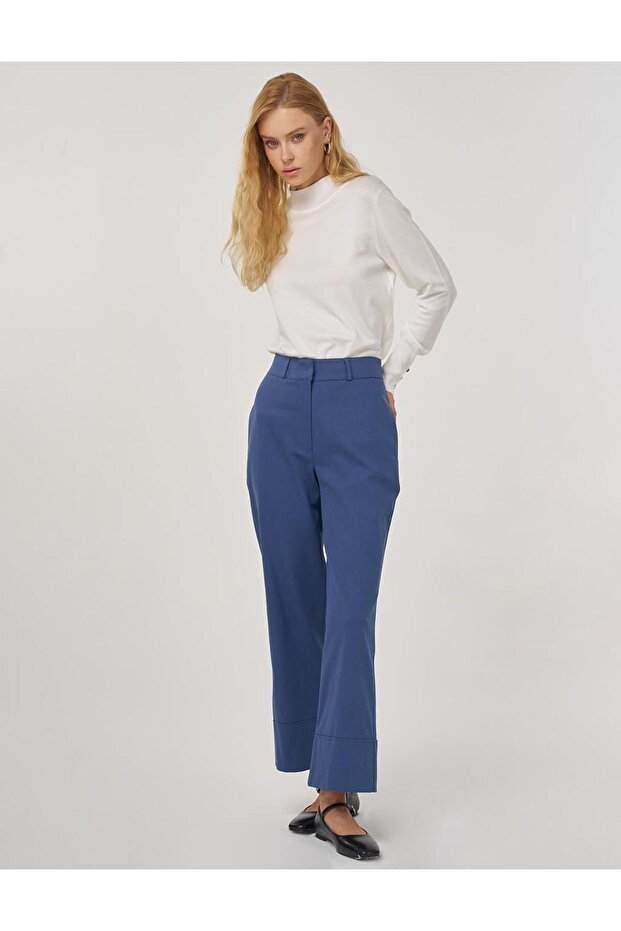 Duble Paça Kumaş Pantolon İndigo - 2