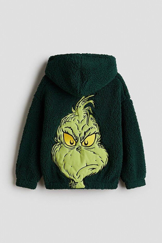 Motif Detaylı ve Kapüşonlu Pelüş Üst - 2