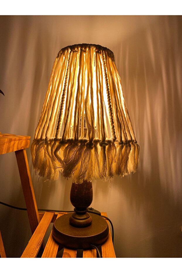 Bohem Makrome Ahşap Abajur - 3