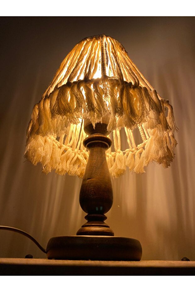 Bohem Makrome Ahşap Abajur - 2