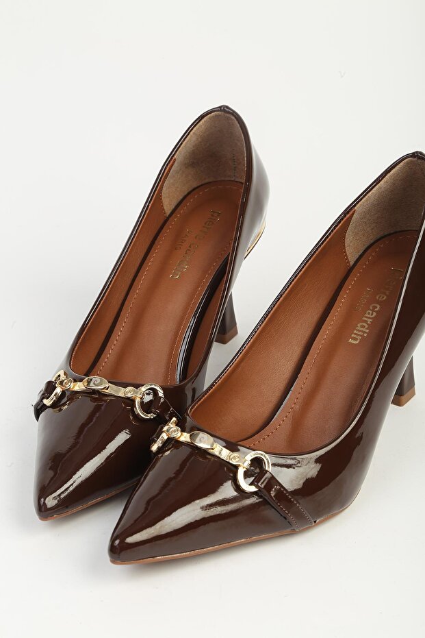 Brown Patent Leather Heeled Shoes Pc-54973