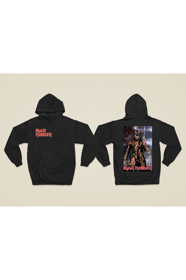 Iron Maiden Printed Cotton Long Sleeve Ribbed 3 Thread Hooded Rock Sweatshirt