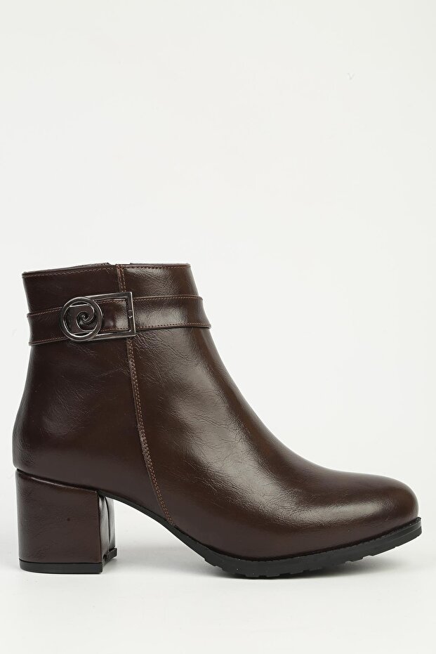 Brown Shiny Half Zipper Boots Pc-55114
