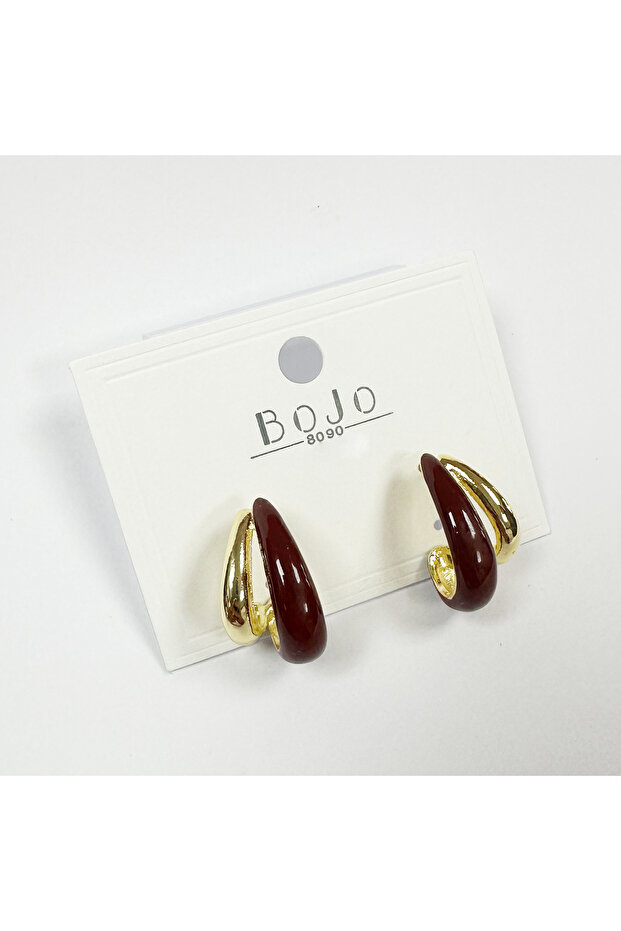 Gold Burgundy Color Women's Earrings
