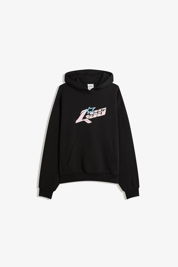 Düz kapüşonlu sweatshirt - 2