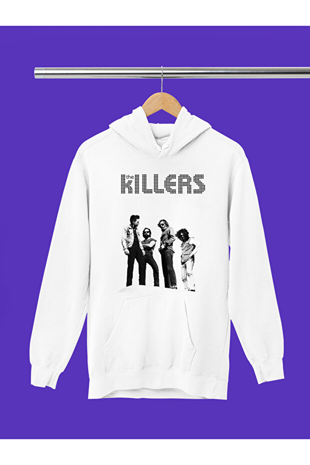 The Killers Printed Cotton Long Sleeve Ribbed 3-Ply Hooded Rock Sweatshirt