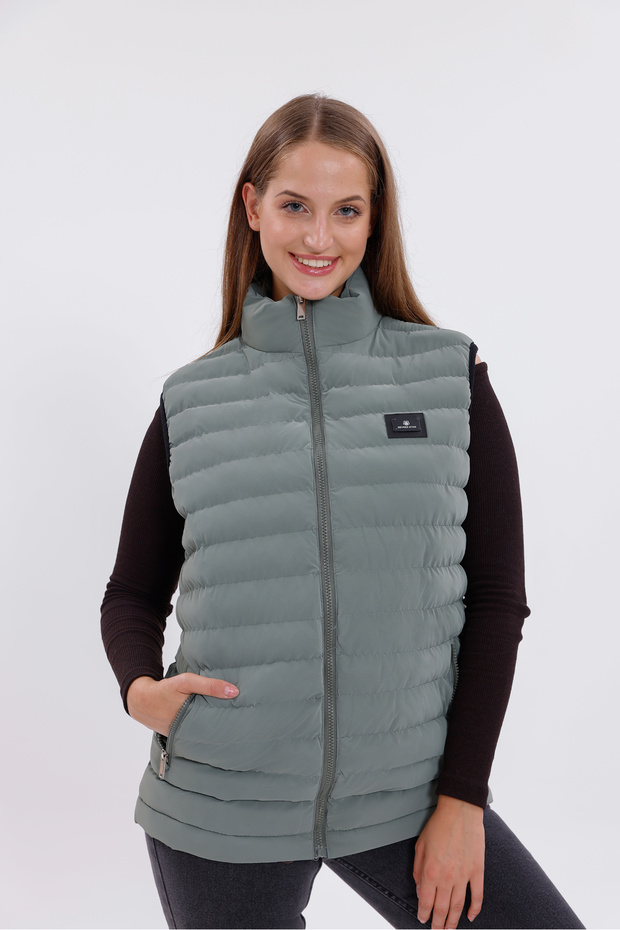 Women's Mint Green Nova Fabric Puffer Vest