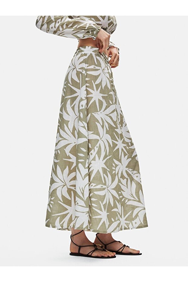 Çiçekli Midi Etek - 4