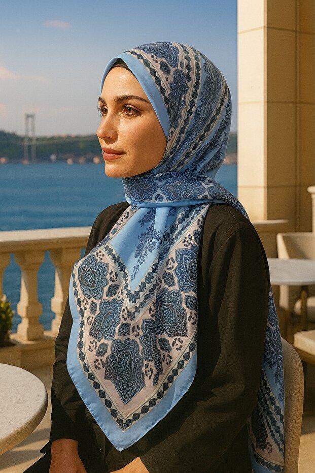 شال قطني ناعم منقوش - 1